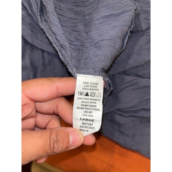 Elan  Navy Blue Off-Shoulder Ruffle Hem & Elastic Waist Women's Jumpsuit Size L - Picture 9 of 9